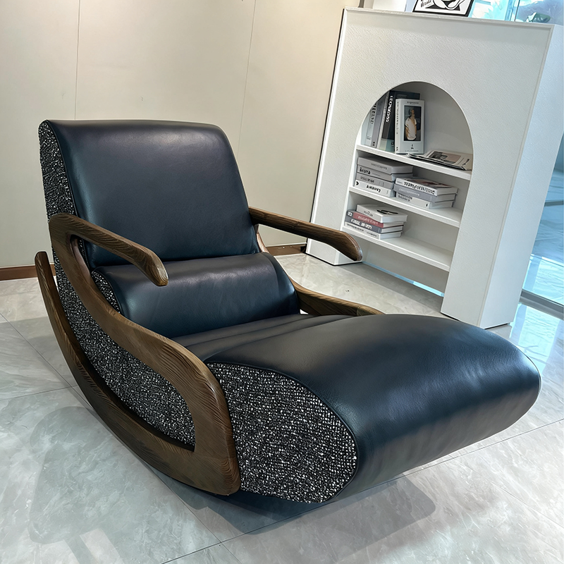 Timeless Retro Lounge Chair - Sturdy Genuine Leather Backrest Armrest For Bedroom Lumendat