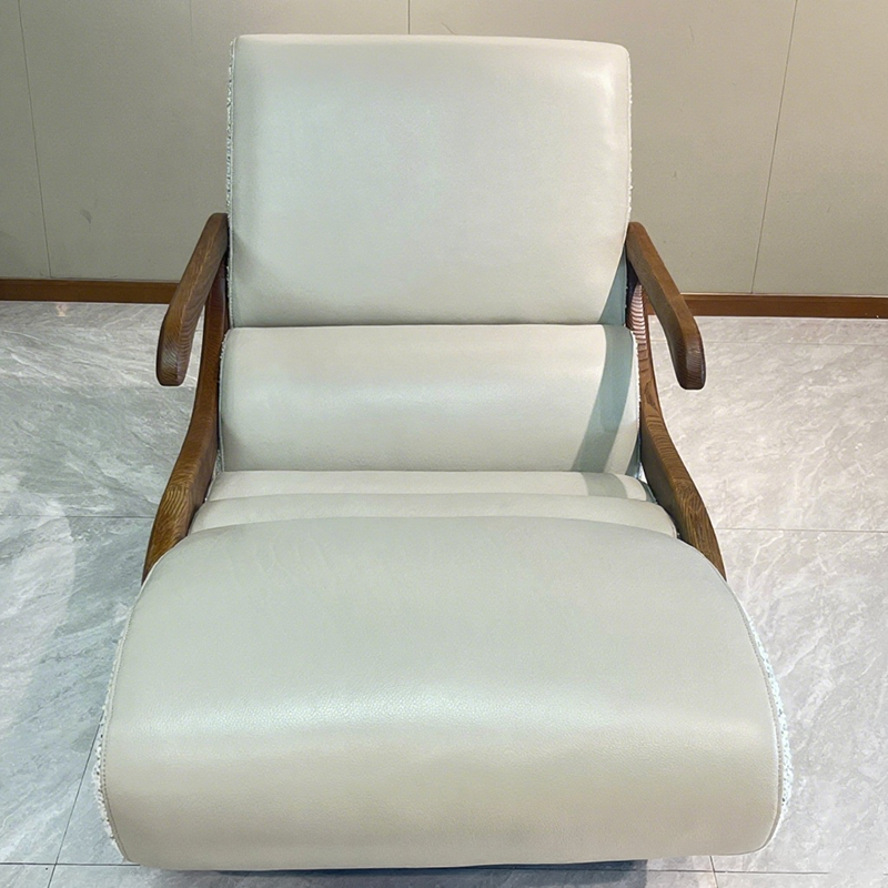 Timeless Retro Lounge Chair - Sturdy Genuine Leather Backrest Armrest For Bedroom Lumendat