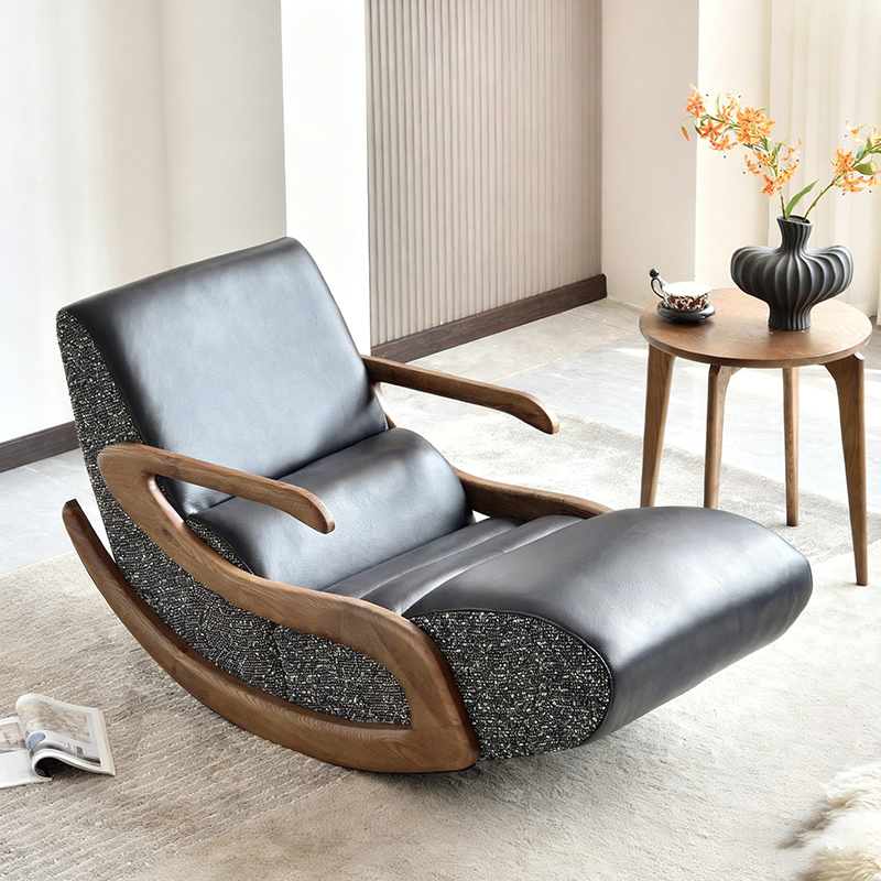 Timeless Retro Lounge Chair - Sturdy Genuine Leather Backrest Armrest For Bedroom Lumendat