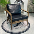 Traditional Chinese Accent Chair - Solid Rubberwood Frame With Oil-Wax Leather Seat Leisure Chair For Living Room & Study Lumendat