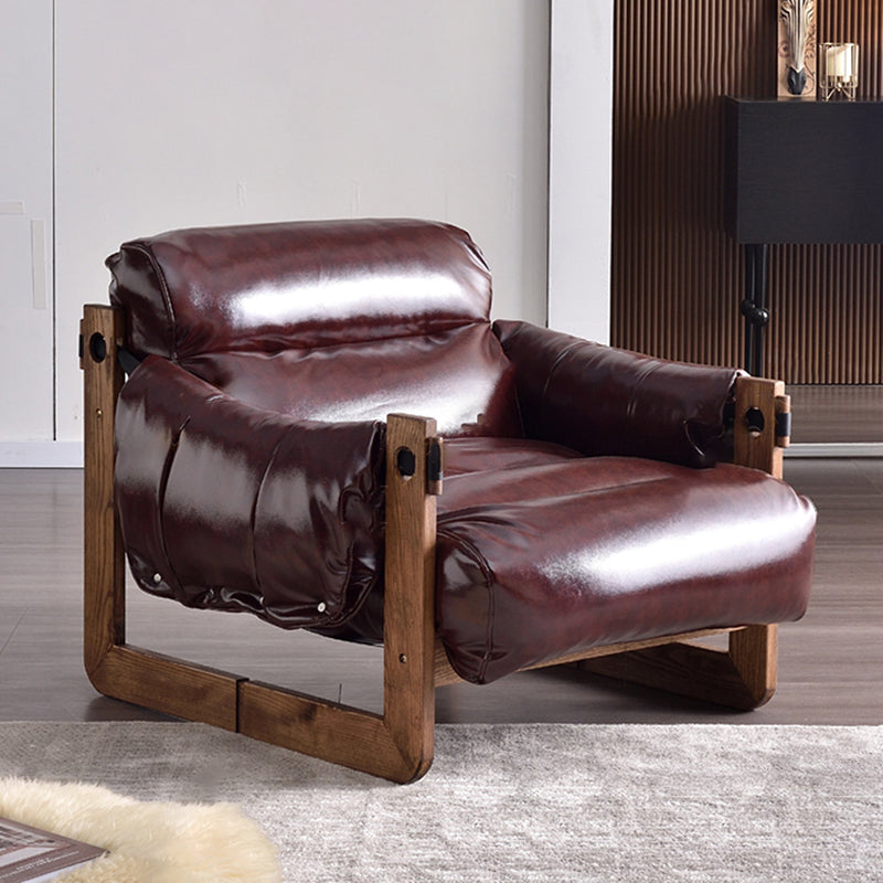Traditional Vintage Accent Chair - Ash Or Oak Wood Frame Plush Cushion Armchair For Living Room Lumendat