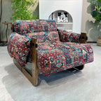 Traditional Vintage Accent Chair - Ash Or Oak Wood Frame Plush Cushion Armchair For Living Room Lumendat
