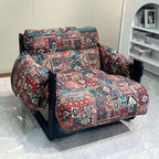 Traditional Vintage Accent Chair - Ash Or Oak Wood Frame Plush Cushion Armchair For Living Room Lumendat