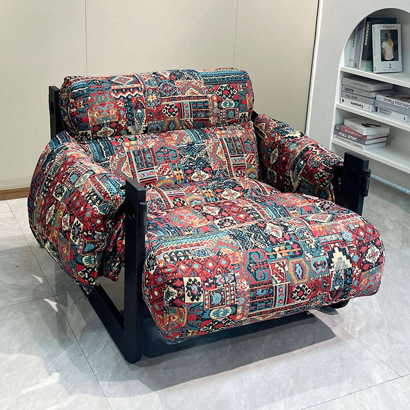 Traditional Vintage Accent Chair - Ash Or Oak Wood Frame Plush Cushion Armchair For Living Room Lumendat