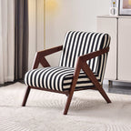Traditional Removable Cushion Lounge Chair - Solid Wood Frame Cotton Linen Accent Chair For Living Room Lumendat