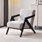 Traditional Removable Cushion Lounge Chair - Solid Wood Frame Cotton Linen Accent Chair For Living Room Lumendat