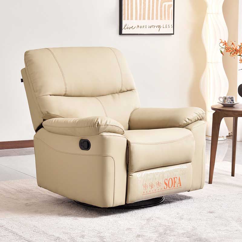 Contemporary Multi-Functional Swivel Armchair - Eco Leather Recliner Accent Chair For Living Room Lumendat