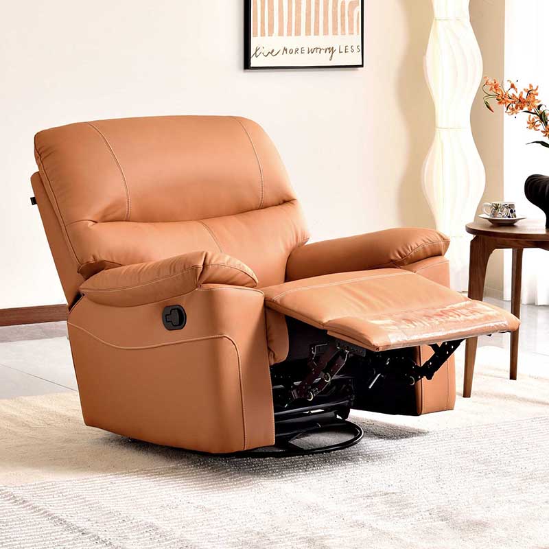Contemporary Multi-Functional Swivel Armchair - Eco Leather Recliner Accent Chair For Living Room Lumendat