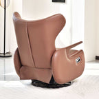 Contemporary Multi-Functional Swivel Recliner Chair - Eco Leather With Oak Armrests For Living Room Lumendat