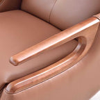 Contemporary Multi-Functional Swivel Recliner Chair - Eco Leather With Oak Armrests For Living Room Lumendat