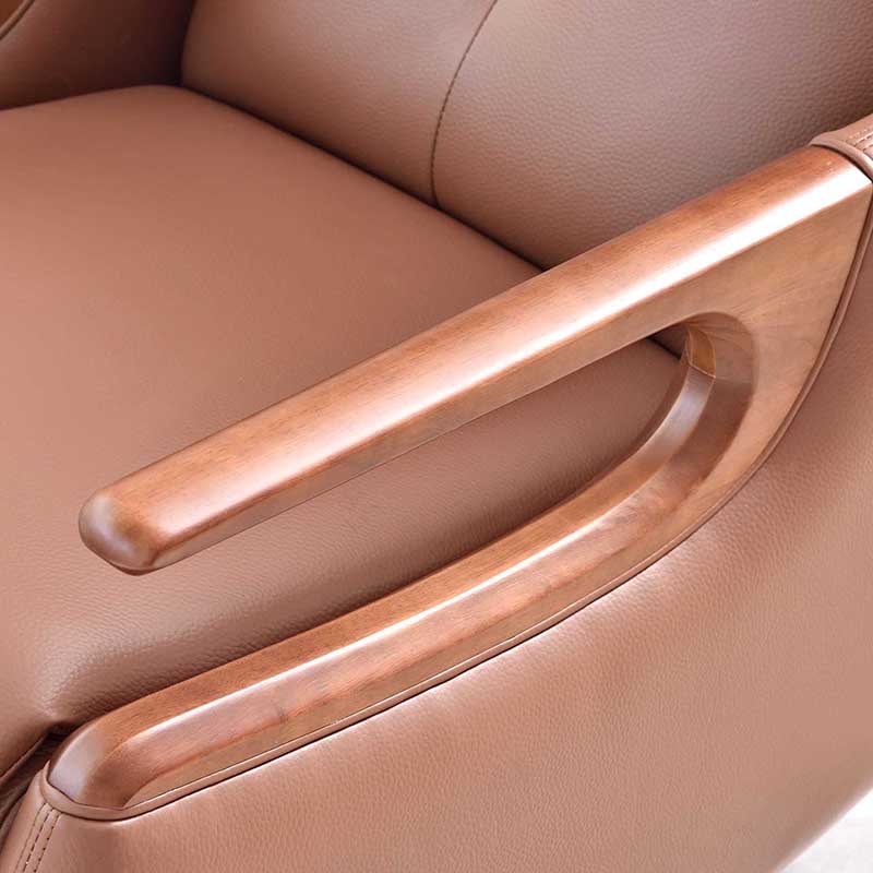 Contemporary Multi-Functional Swivel Recliner Chair - Eco Leather With Oak Armrests For Living Room Lumendat