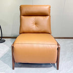 Contemporary Eco Leather Electric Recliner Chair - Oak Armrests Accent Chair For Living Room Lumendat