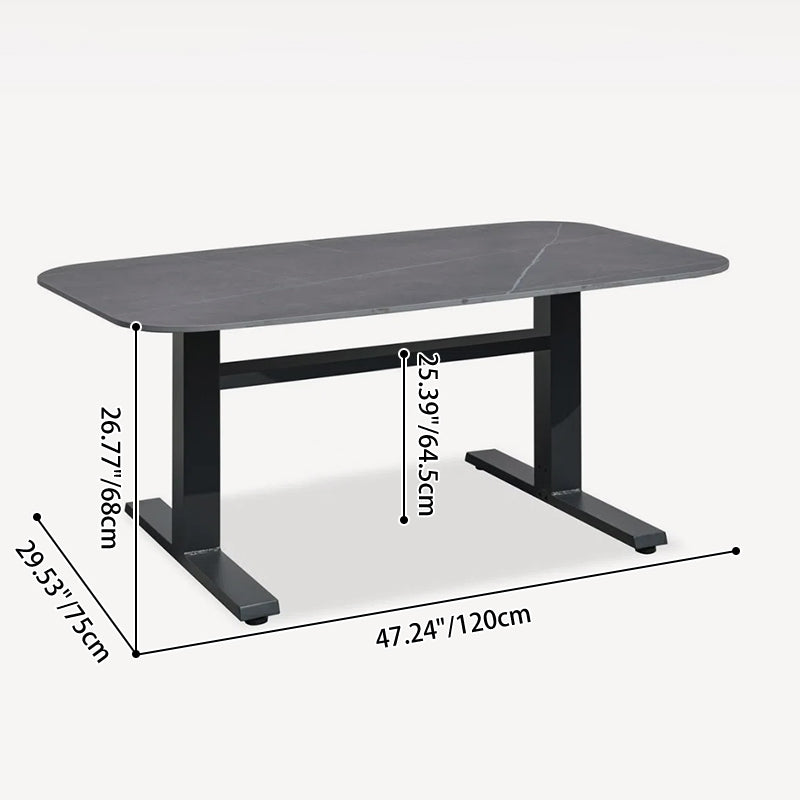 Contemporary Industrial Outdoor Coffee Table - Sleek Rectangular Durable Metal Dining Table For Patio & Backyard Lumendat