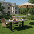 Contemporary Industrial Outdoor Coffee Table - Sleek Rectangular Durable Metal Dining Table For Patio & Backyard Lumendat