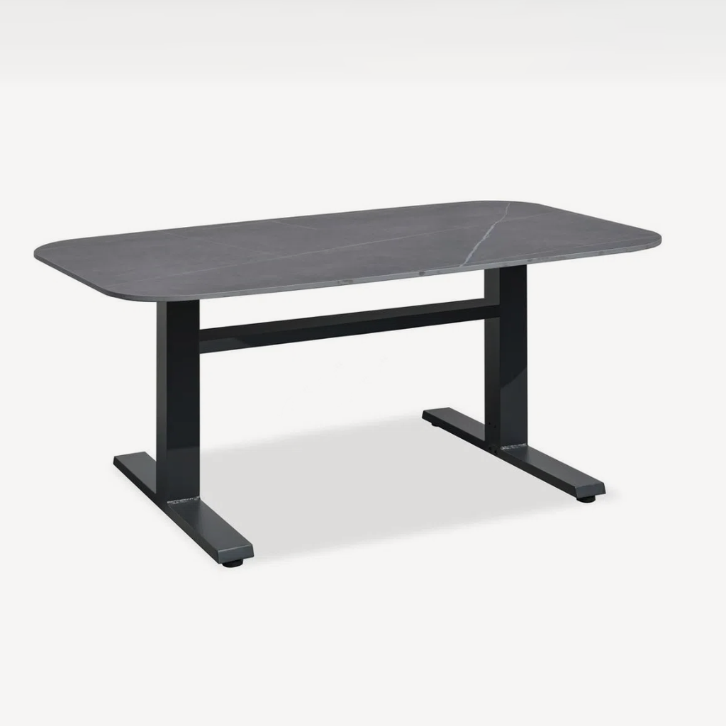 Contemporary Industrial Outdoor Coffee Table - Sleek Rectangular Durable Metal Dining Table For Patio & Backyard Lumendat