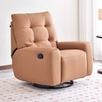 Contemporary Eco Leather Recliner Lounge Chair - 360° Swivel Manual Rocking Accent Chair For Living Room Lumendat