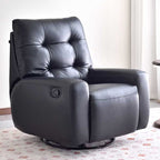 Contemporary Eco Leather Recliner Lounge Chair - 360° Swivel Manual Rocking Accent Chair For Living Room Lumendat