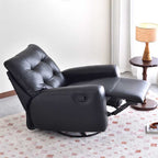 Contemporary Eco Leather Recliner Lounge Chair - 360° Swivel Manual Rocking Accent Chair For Living Room Lumendat