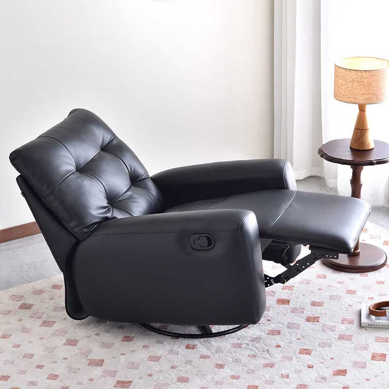 Contemporary Eco Leather Recliner Lounge Chair - 360° Swivel Manual Rocking Accent Chair For Living Room Lumendat