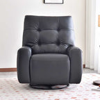 Contemporary Eco Leather Recliner Lounge Chair - 360° Swivel Manual Rocking Accent Chair For Living Room Lumendat