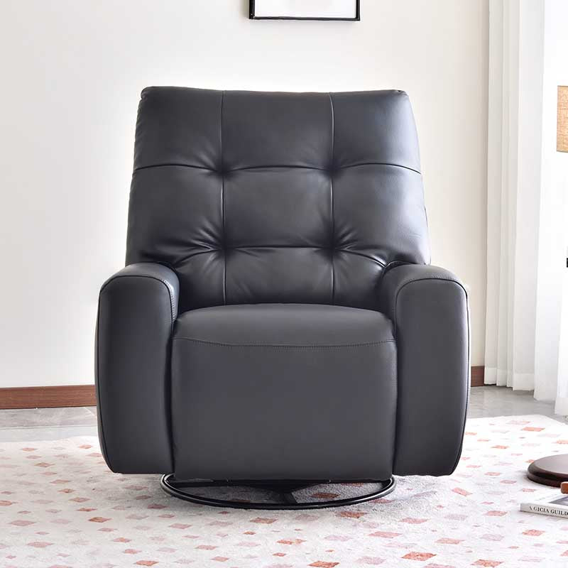 Contemporary Eco Leather Recliner Lounge Chair - 360° Swivel Manual Rocking Accent Chair For Living Room Lumendat
