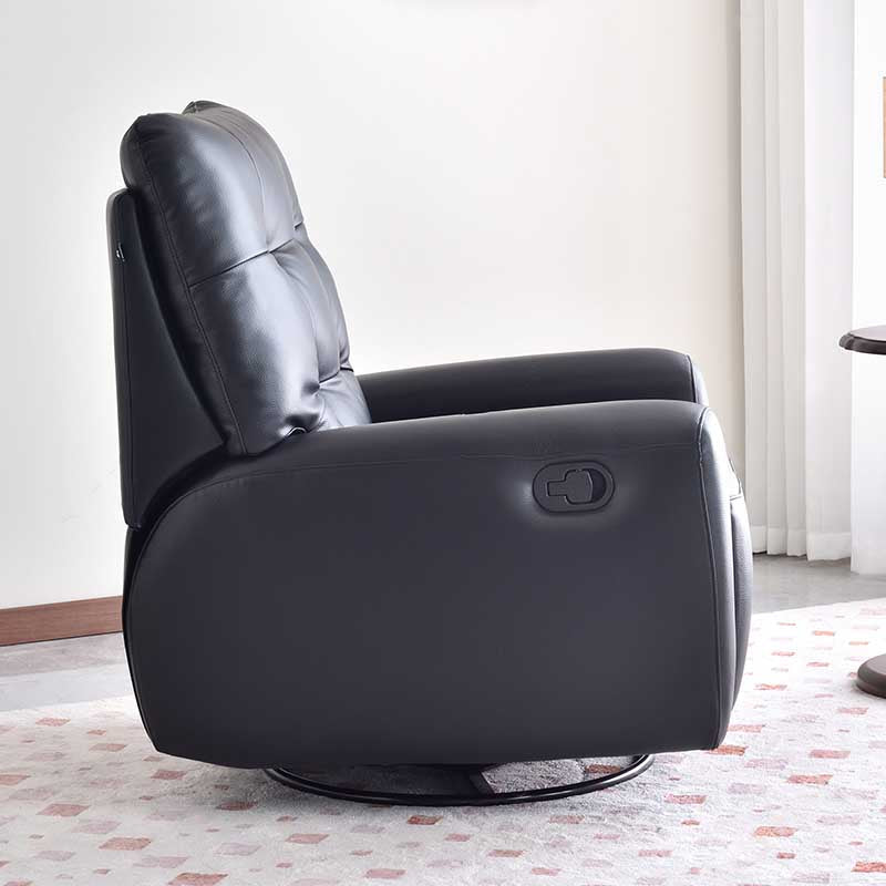 Contemporary Eco Leather Recliner Lounge Chair - 360° Swivel Manual Rocking Accent Chair For Living Room Lumendat