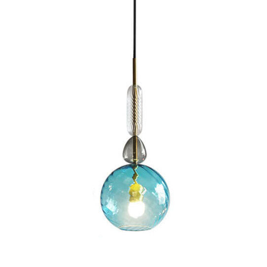 Nordic Colorful Candy Cane Glass 1-light LED Pendant Light BulbSquare