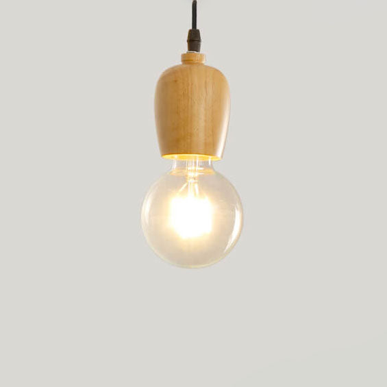 Modern Minimalist Wooden Geometric 1-light Small Pendant Light BulbSquare