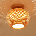 Modern Minimalist Creative Bamboo Weaving Flush Mount Ceiling Lamp Lumendat