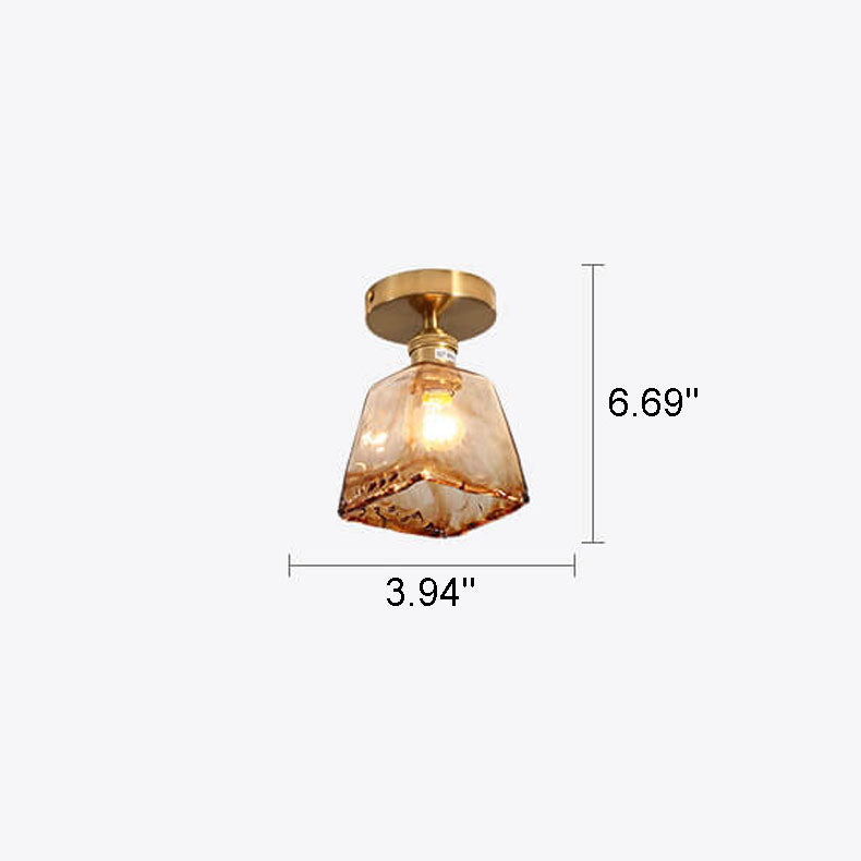Modern Glass Japanese Amber Multi-Style 1-Light Flush Mount Light Lumendat