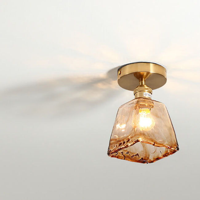Modern Glass Japanese Amber Multi-Style 1-Light Flush Mount Light Lumendat
