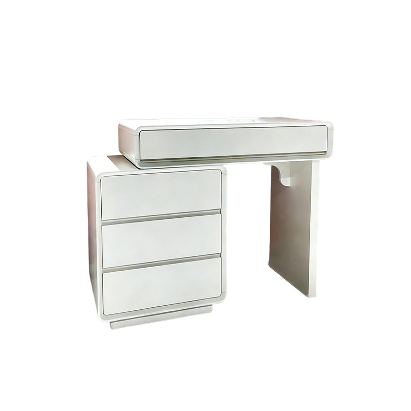 Traditional French Extendable Makeup Vanity - High-Density MDF Particle Board Dressing Table 4-Drawer For Bedroom Lumendat