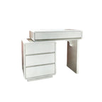 Traditional French Extendable Makeup Vanity - High-Density MDF Particle Board Dressing Table 4-Drawer For Bedroom Lumendat