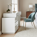 Traditional French Extendable Makeup Vanity - High-Density MDF Particle Board Dressing Table 4-Drawer For Bedroom Lumendat