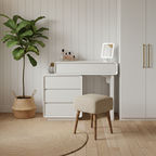 Traditional French Extendable Makeup Vanity - High-Density MDF Particle Board Dressing Table 4-Drawer For Bedroom Lumendat
