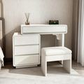 Traditional French Extendable Makeup Vanity - High-Density MDF Particle Board Dressing Table 4-Drawer For Bedroom Lumendat