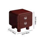 French Round Leg Nightstand - High-Gloss E0 Grade MDF Frame 2-Drawer Bedside Table For Bedroom Lumendat