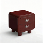 French Round Leg Nightstand - High-Gloss E0 Grade MDF Frame 2-Drawer Bedside Table For Bedroom Lumendat
