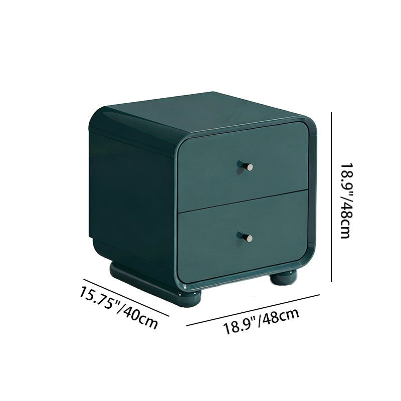 Contemporary Scandinavian Arc Edge Square Nightstand - High-Quality E0 Grade MDF 2-Drawer Bedside Table For Bedroom Lumendat