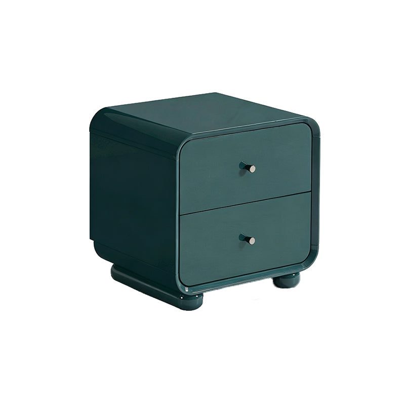Contemporary Scandinavian Arc Edge Square Nightstand - High-Quality E0 Grade MDF 2-Drawer Bedside Table For Bedroom Lumendat