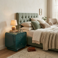Contemporary Scandinavian Arc Edge Square Nightstand - High-Quality E0 Grade MDF 2-Drawer Bedside Table For Bedroom Lumendat