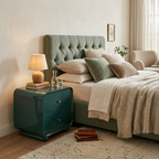 Contemporary Scandinavian Arc Edge Square Nightstand - High-Quality E0 Grade MDF 2-Drawer Bedside Table For Bedroom Lumendat