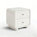 Contemporary Scandinavian Arc Edge Square Nightstand - High-Quality E0 Grade MDF 2-Drawer Bedside Table For Bedroom Lumendat