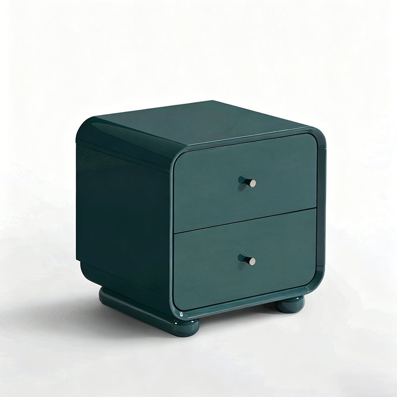 Contemporary Scandinavian Arc Edge Square Nightstand - High-Quality E0 Grade MDF 2-Drawer Bedside Table For Bedroom Lumendat