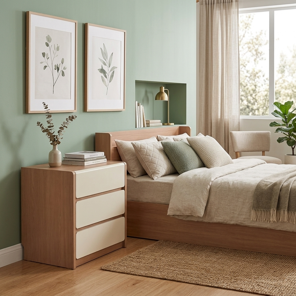Traditional Rustic 3-Drawer Nightstand - E0 Grade MDF Drawer Bedside Table For Bedroom Lumendat