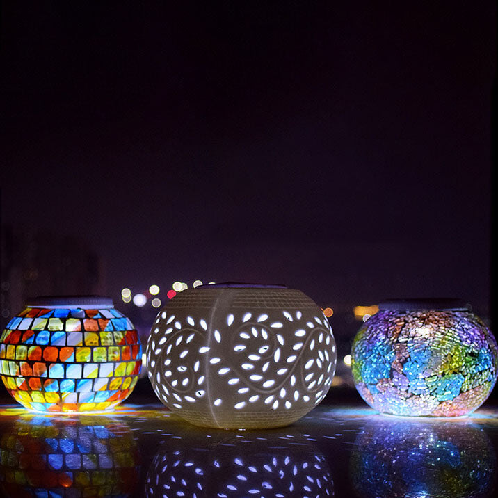 Modern Creative Stained Glass Solar LED Outdoor Garden Lawn Light Lumendat