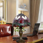 Tiffany Rustic Tulip Stained Glass Round 1-Light Table Lamp Lumendat