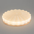 Japanese Minimalist Round Wood Acrylic LED Flush Mount Lighting Lumendat