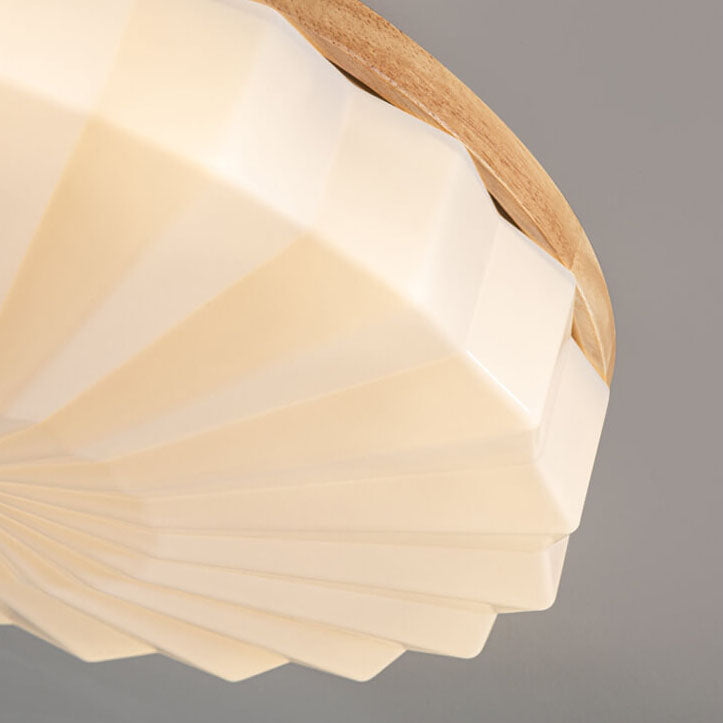 Japanese Minimalist Round Wood Acrylic LED Flush Mount Lighting Lumendat