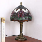 Tiffany Rustic Tulip Stained Glass Round 1-Light Table Lamp Lumendat